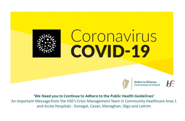 Message from the HSE’s Crisis Management Team in Community Healthcare Area 1 & Acute Hospitals - Donegal, Cavan, Monaghan, Sligo and Leitrim 